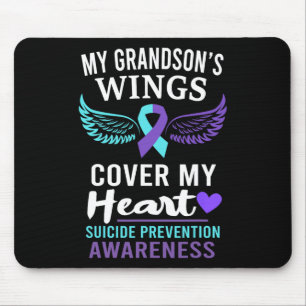 My Grandson's Wings Cover Heart Suicide Awareness Mouse Pad