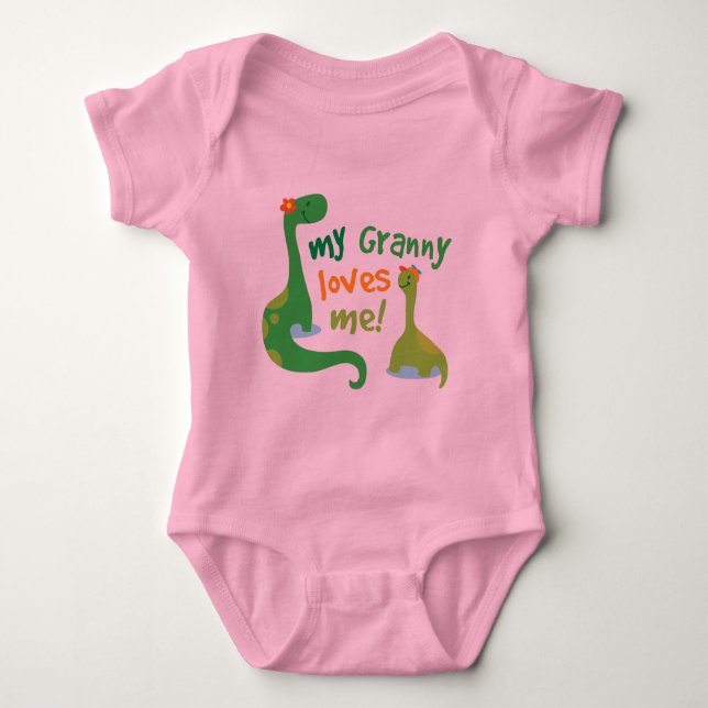 My Granny Loves Me Dinosaur Baby Bodysuit (Front)