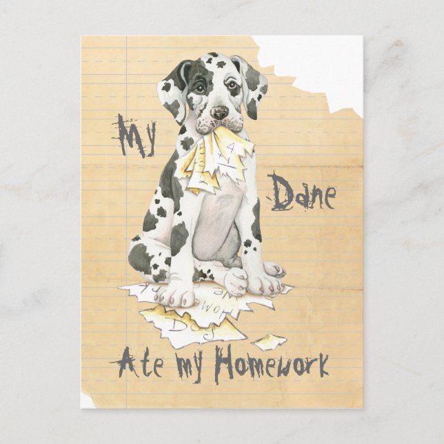 My Great Dane Ate My Homework Postcard (Front)