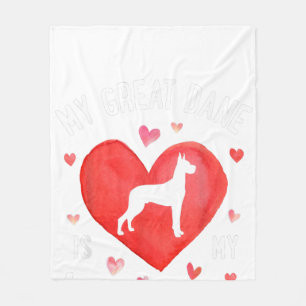 My Great Dane Is My Valentine Valentines Day Dog Fleece Blanket