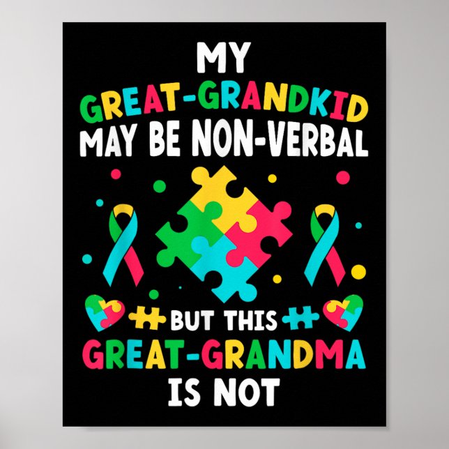 My Great-grandkid Autism Great Grandma Autism Poster (Front)