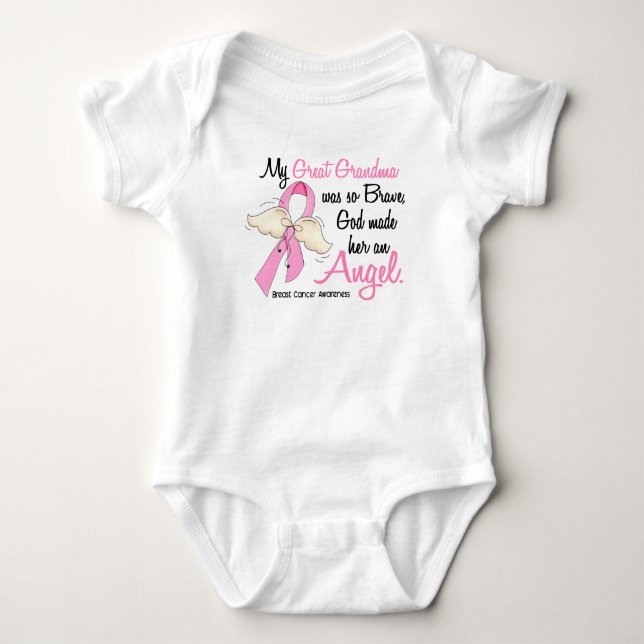 My Great Grandma Is An Angel 2 Breast Cancer Baby Bodysuit (Front)