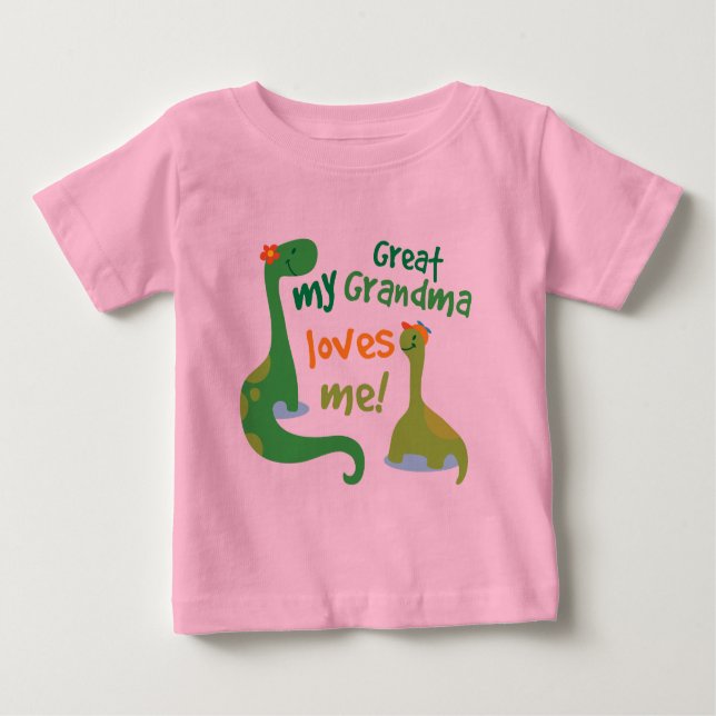 My Great Grandma Loves Me Dinosaur Baby T-Shirt (Front)