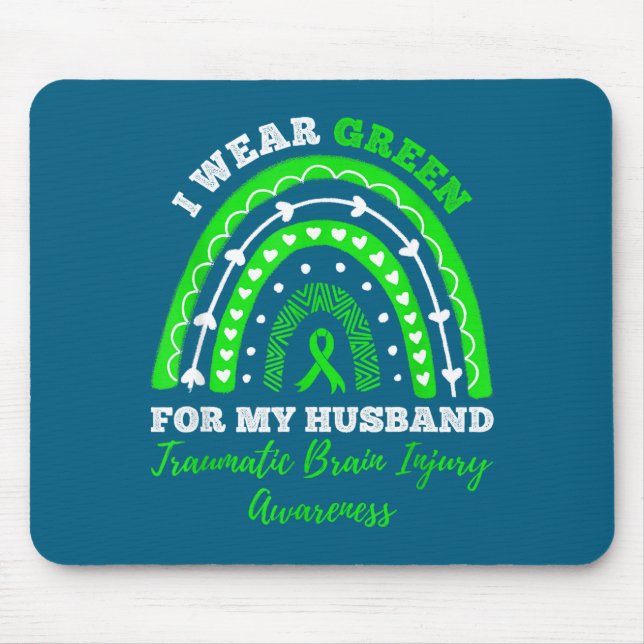 My Green Husband Rainbow Tbi Awareness Mouse Pad (Front)