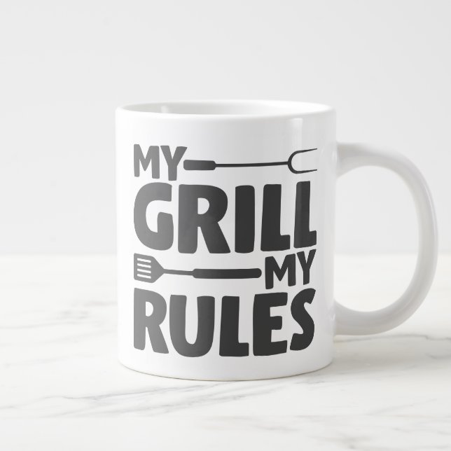 My Grill My Rules Large Coffee Mug (Right)