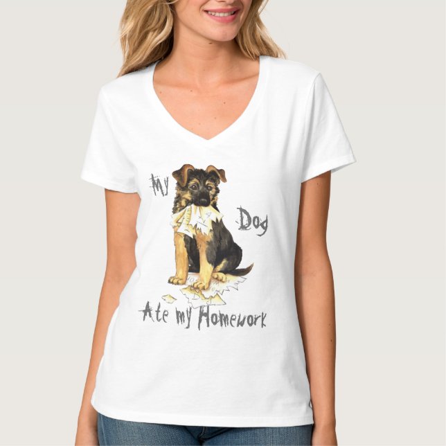 My GSD Ate My Homework T-Shirt (Front)