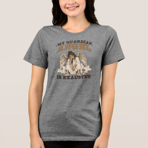 My Guardian Angel Is Exhausted Vintage Graphic Tri-Blend Shirt