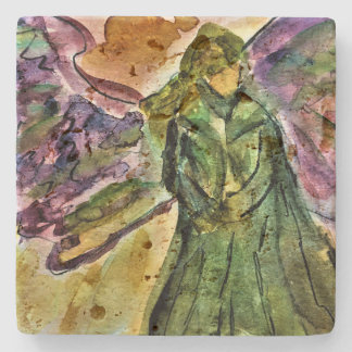 My Guardian Angel Travertine tile Stone Coaster