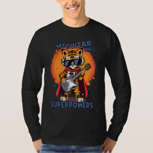 My Guitar Has Superpowers Tiger Superhero Rock Sta T-Shirt