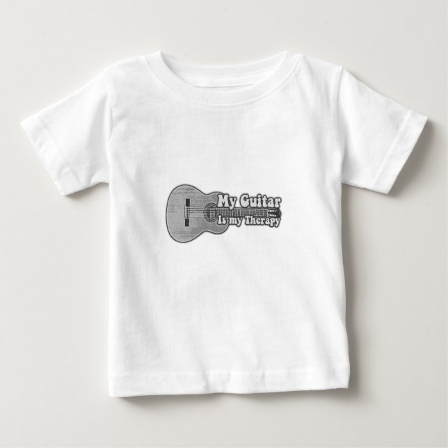 My guitar is my therapy. back and white guitar baby T-Shirt (Front)