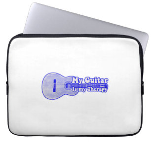 My guitar is my therapy. vintage blue guitar laptop sleeve