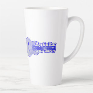 My guitar is my therapy. vintage blue guitar latte mug
