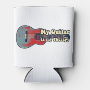 My guitar is my therapy. vintage red and blue can cooler