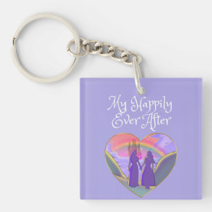 My Happily Ever After Lesbian Queens Key Ring