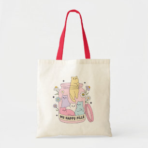 My Happy Pills Cute Colourful Cats Tote Bag