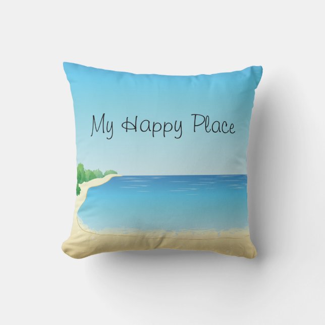 My Happy Place Beach Pillow (Front)