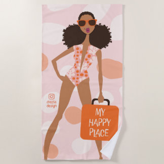 My Happy Place Beach Towel