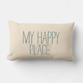 My Happy Place Blue and Beige Cute Sleeping Lumbar Cushion