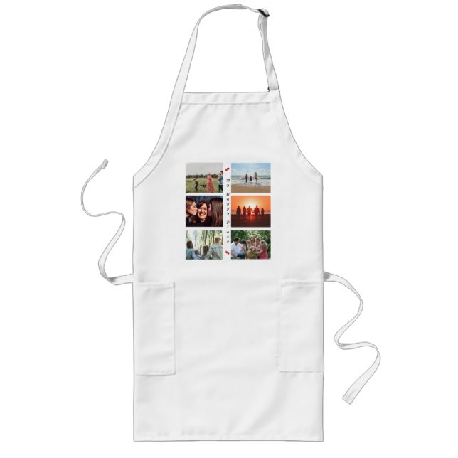 My Happy Place Customisable Family Photo 6 Picture Long Apron (Front)