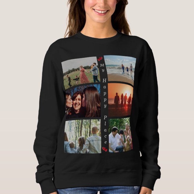 My Happy Place Customisable Family Photo 6 Picture Sweatshirt (Front)
