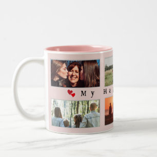 My Happy Place Customisable Family Photo 6 Picture Two-Tone Coffee Mug