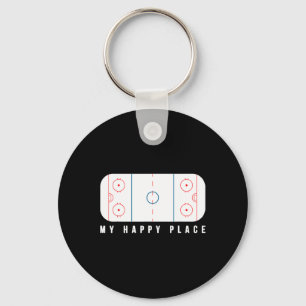 My Happy Place Hockey Ice Hockey Playing Field  Key Ring