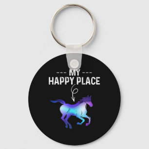 My Happy Place Horseback Riding Horse Equestrian L Key Ring