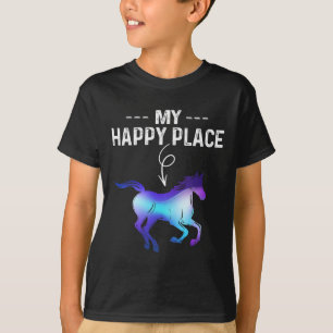 My Happy Place Horseback Riding Horse Equestrian L T-Shirt
