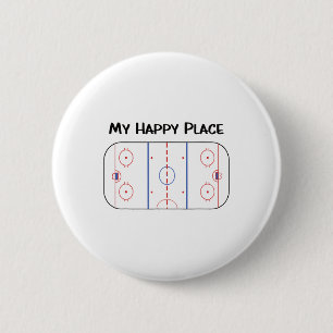 My Happy Place Is At The Hockey Rink Short Sleeve 6 Cm Round Badge