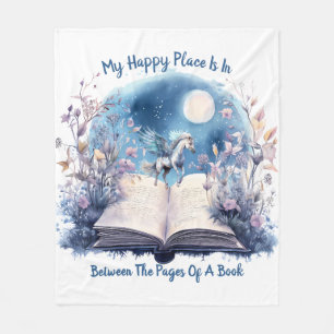 My Happy Place Is Between The Pages Of A Book Fleece Blanket