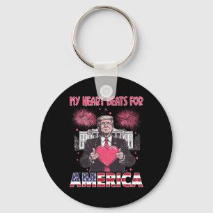 My Heart Beats For America Trump Valentine's Day 1 Key Ring