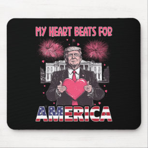 My Heart Beats For America Trump Valentine's Day 1 Mouse Pad