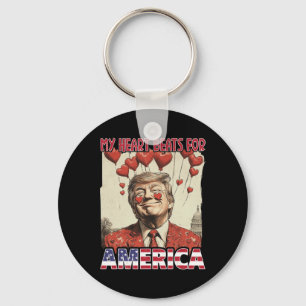 My Heart Beats For America Trump Valentine's Day 2 Key Ring