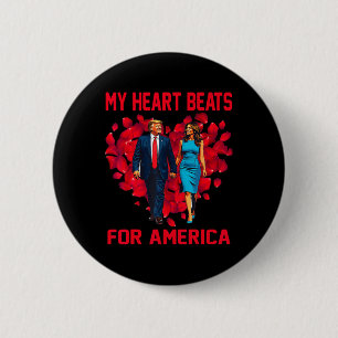 My Heart Beats For America Trump Valentine's Day 3 6 Cm Round Badge