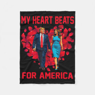 My Heart Beats For America Trump Valentine's Day 3 Fleece Blanket