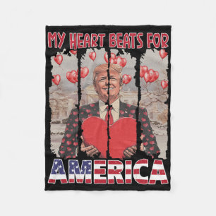 My Heart Beats For America Trump Valentine's Day U Fleece Blanket