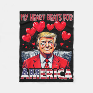 My Heart Beats For America Trump Valentine's Day U Fleece Blanket