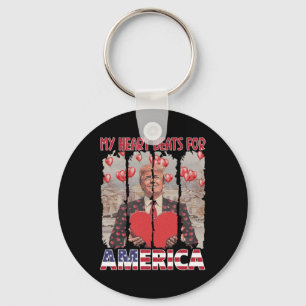 My Heart Beats For America Trump Valentine's Day U Key Ring