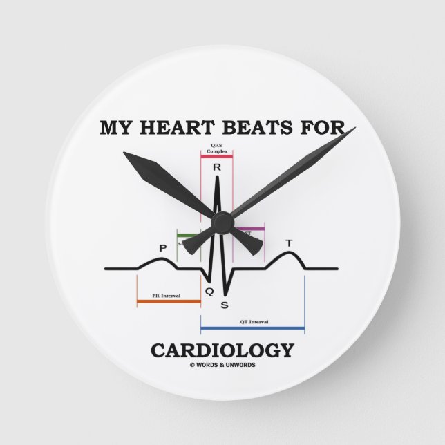 My Heart Beats For Cardiology (ECG / EKG) Round Clock (Front)