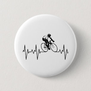 My Heart Beats For Cycling. 6 Cm Round Badge