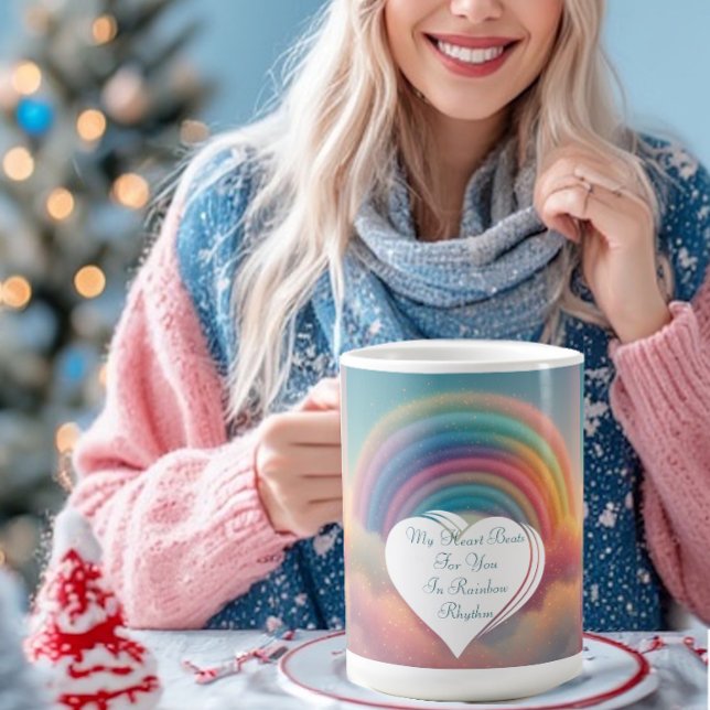 My Heart Beats for You In Rainbow Rhythm Romantic Magic Mug (My Heart Beats for You In Rainbow Rhythm Romantic Color Morph Mug)