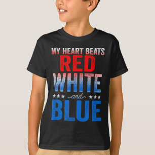 My Heart Beats Red White And Blue American Flag T-Shirt