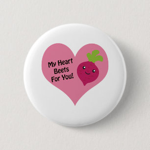 My Heart Beets for you 6 Cm Round Badge