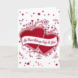 My Heart Belongs Only To You! Red Hearts Holiday Card
