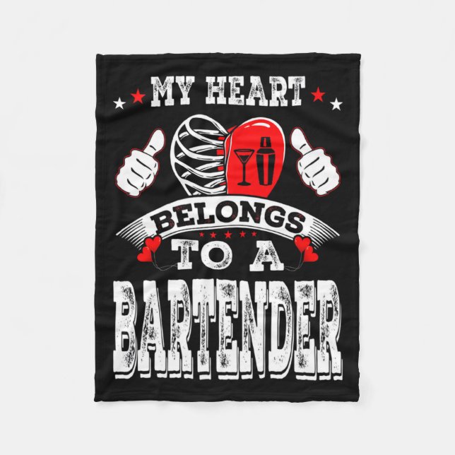 My Heart Belongs To A Bartender Valentine Day  Fleece Blanket (Front)