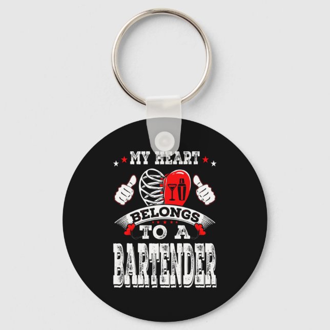 My Heart Belongs To A Bartender Valentine Day  Key Ring (Front)