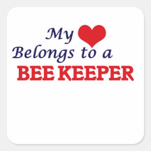 My heart belongs to a Bee Keeper Square Sticker