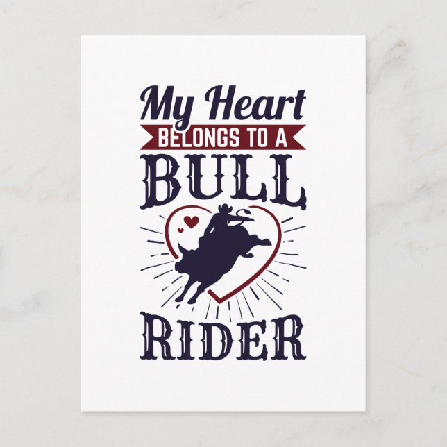 My Heart Belongs To a Bull Rider Postcard (Front)
