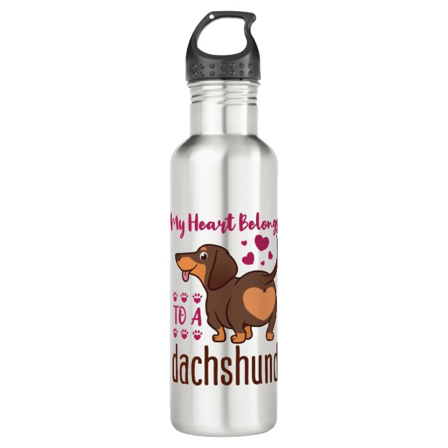 My Heart Belongs to a Dachshund 710 Ml Water Bottle (Front)