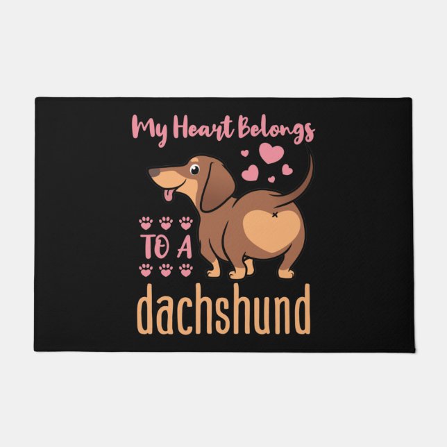 My Heart Belongs to a Dachshund Doxie Mum Dad Doormat (Front)